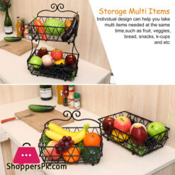 2 Tier Fruit Basket Bread Storage Display Stand With Screws Free Design
