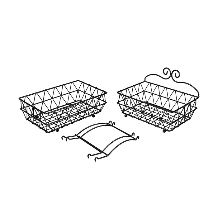 2 Tier Fruit Basket Bread Storage Display Stand With Screws Free Design