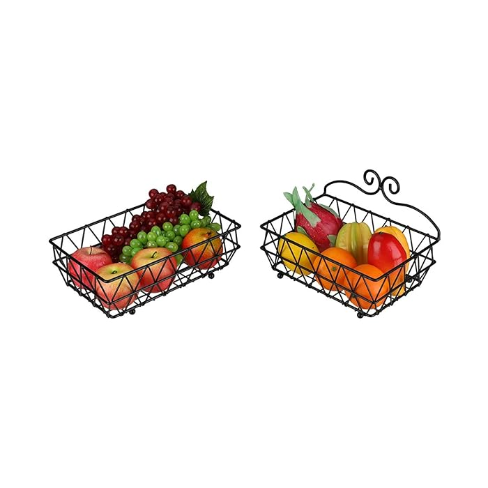 2 Tier Fruit Basket Bread Storage Display Stand With Screws Free Design