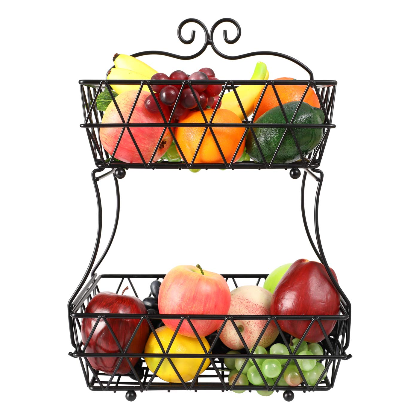 2 Tier Fruit Basket Bread Storage Display Stand With Screws Free Design