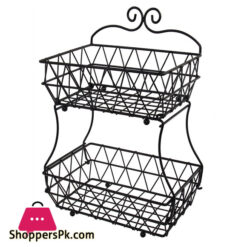 2 Tier Fruit Basket Bread Storage Display Stand With Screws Free Design