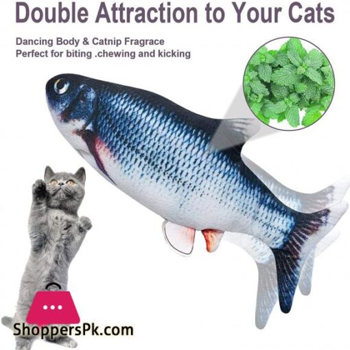 Flopping Fish Cat Toy with Catnip11 Electric Moving Fish Cat Toy Realistic Interactive Moving Cat Kicker Fish ToyWiggle Fish Catnip Toys Motion Kitten Toy for Kitty Exercise