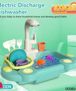 Kitchen Sink Toy Running Water Working Faucet Play Set Kitchen Wash Basin 19 Pcs