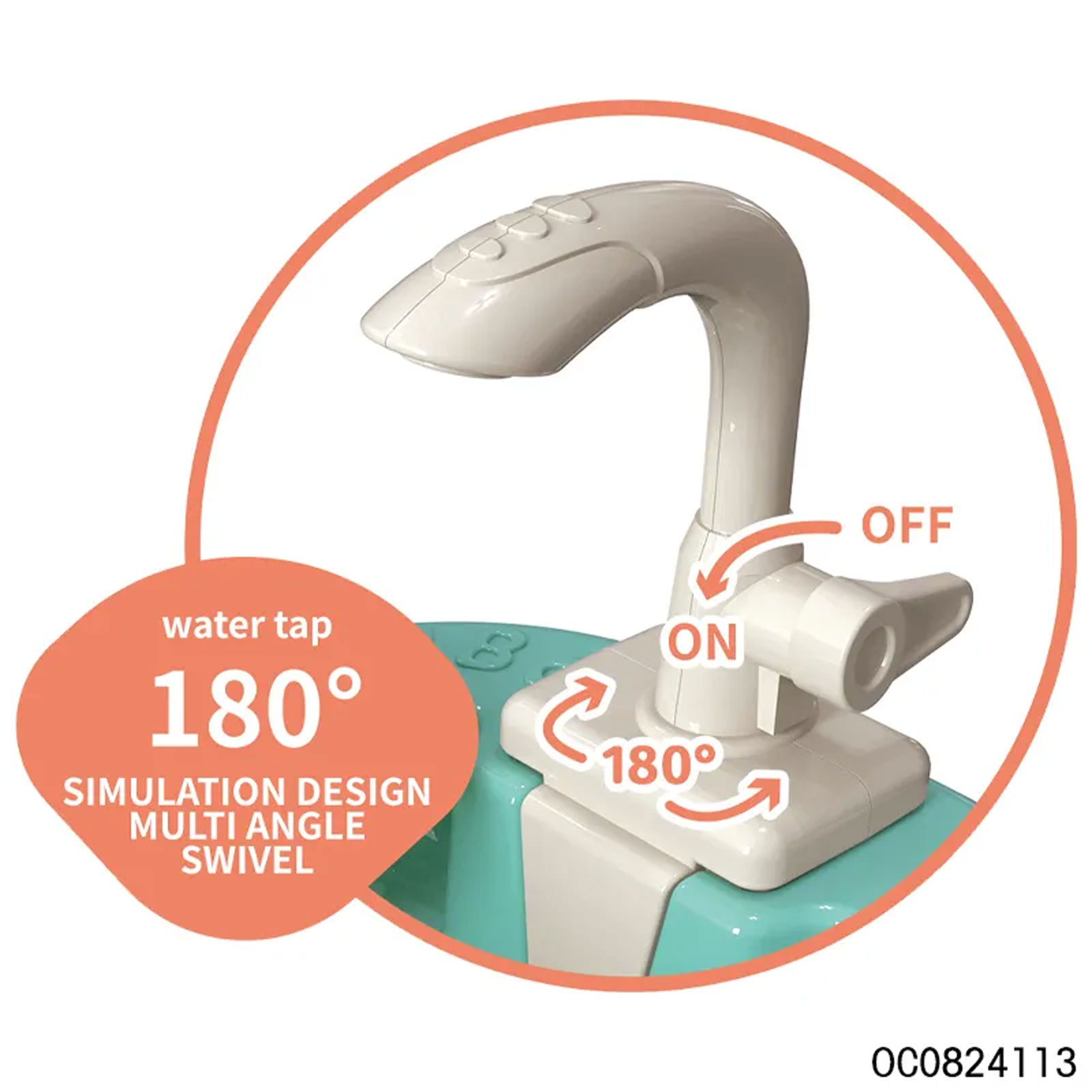 Kitchen Sink Toy Running Water Working Faucet Play Set Kitchen Wash Basin 19 Pcs