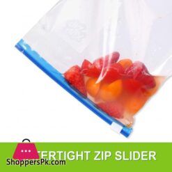 Pack Of 10 Food Storage Freezer Bags With Zip Lock Slider Airtight And Leak Proof Plastic 1 Liter Kg Each