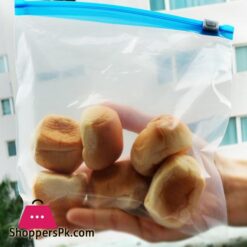 Pack Of 10 Food Storage Freezer Bags With Zip Lock Slider Airtight And Leak Proof Plastic 1 Liter Kg Each