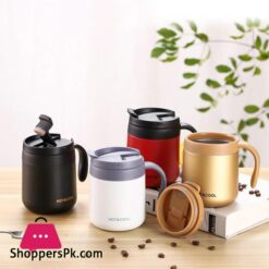 Stainless Steel Coffee Mugs Hot Cold 350Ml500Ml Drinkware Water Cups Thermos Insulation With Cover And Handle Travel Tea Mug