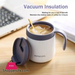 Stainless Steel Coffee Mugs Hot Cold 350Ml500Ml Drinkware Water Cups Thermos Insulation With Cover And Handle Travel Tea Mug