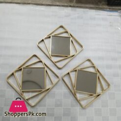 Wall Mirror Set Of 3 Pcs Or 4 Pcs Plastic Meterial 10 Inch Square Desgin