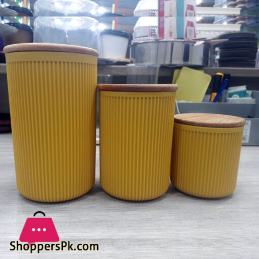Airtight Jars With Wooden Lid 3 Pcs Set Turkey Made