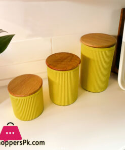 Airtight Jars With Wooden Lid 3 Pcs Set Turkey Made