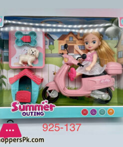 Baby Plastic Mini Girl Doll Toy Set Motorcycle for Kids Pretend Play Game with Dog