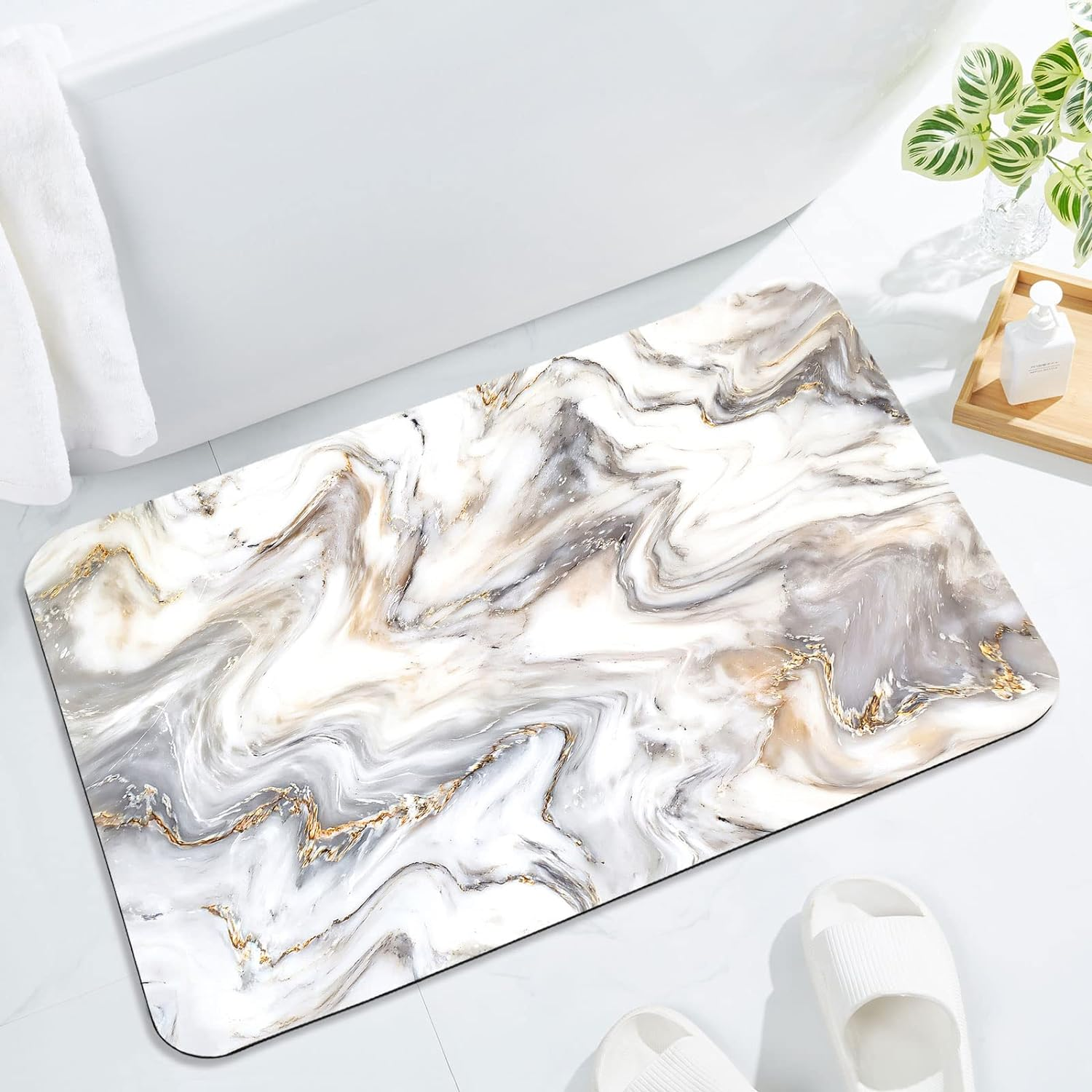 Bath Mat Rug Set 1 Piece Super Absorbent Quick Dry Bathroom Rug Set Non Slip Rubber Backed Bathroom Floor Mat For Tub Shower