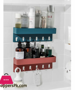 Bathroom Shelf Bathroom Adhesive Storage Rack Hooks Kitchen Home Decoration Corner Shower Shelf Rack Storage Rack Organizer - Image 2