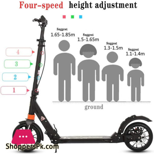 Big Wheel Scooter Youth Adult Scooter With Disc Brakes Double Shock Absorption, Foldable Commuter Scooter, Load 150KG (non-electric)