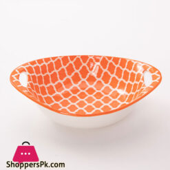 Ceramic Plate Printed Oval Double Ear Baking Tray Breakfast Salad Tray 9.5 Inch