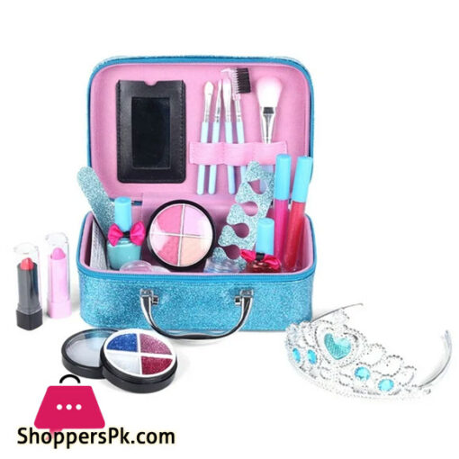 Childrens Cosmetics Toy Princess Girl Play House Make-Up Eye Shadow Nail Polish Crown Makeup Box Set