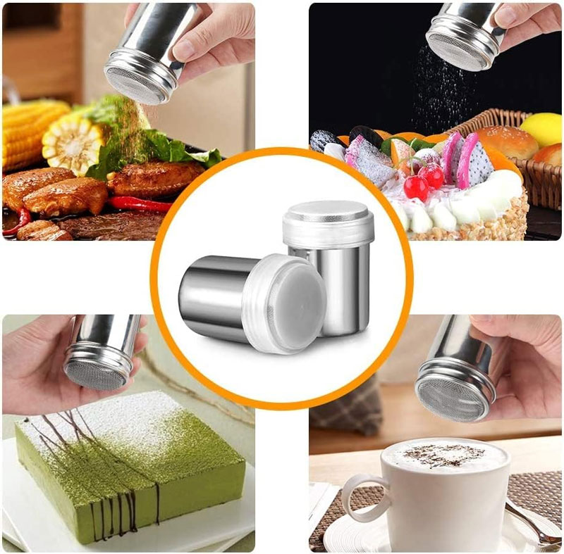 Chocolate Shaker For Coffee With Sealed Lid Stainless Steel Mesh Shaker For Icing Sugar Powder Cocoa