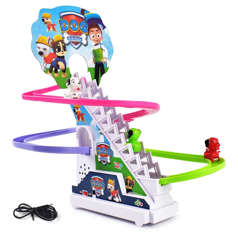 Dog Climbing Stairs Sound Light Music Slider Track Electric Stairs Children'S Track