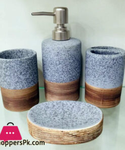 Empire Home Modern Stone 4-Piece Bathroom Accessory Ceramic Set