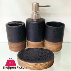 Empire Home Modern Stone 4-Piece Bathroom Accessory Ceramic Set