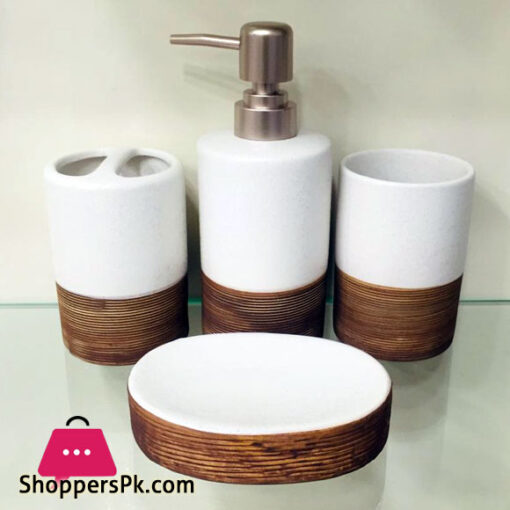 Empire Home Modern Stone 4-Piece Bathroom Accessory Ceramic Set