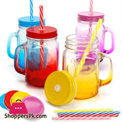 Glass Color Printing Mason Jar Golden Lid - 600 ml 1 Pieces