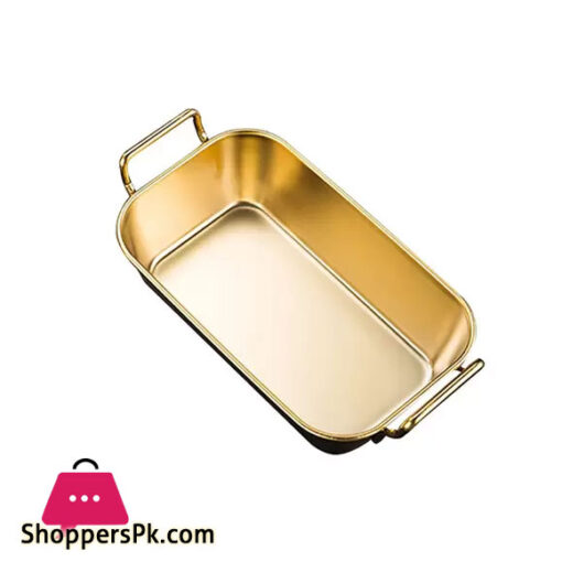 Gold Plated Square Dish With Handle Large Size: 10 x 18 x 4.5cm