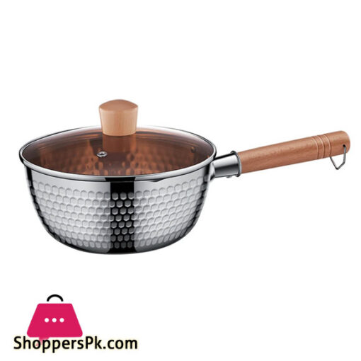 Japanese Saucepan Non-Stick Stainless Steel Milk Pots Soup Pot Kitchen Cooking Pan With Wooden Handle Cookware 16CM