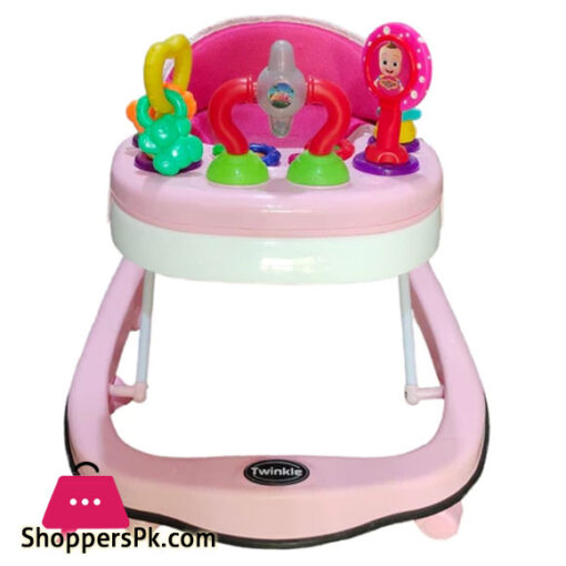 Kids Baby Walker With Rattles Hight Adjustable Comfortable Seat Pink Color