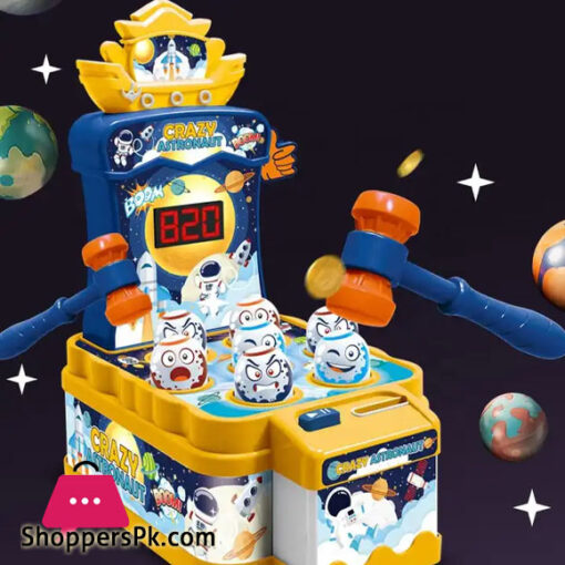 Kids Crazy Astronaut Mole Attack Game Toy Mini A Mole Machine and Pounding Toy with Light and Sound for Funny Toy