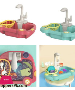 Kitchen Sink Toy Running Water Working Faucet Play Set Kitchen Wash Basin 19 Pcs - Image 3