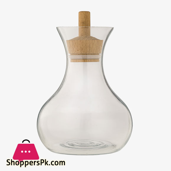 Limon Glass Carafe Bottle Serve Drink With Wooden Stopper 4 Limon Glass Carafe Bottle Serve Drink With Wooden Stopper - Image 2