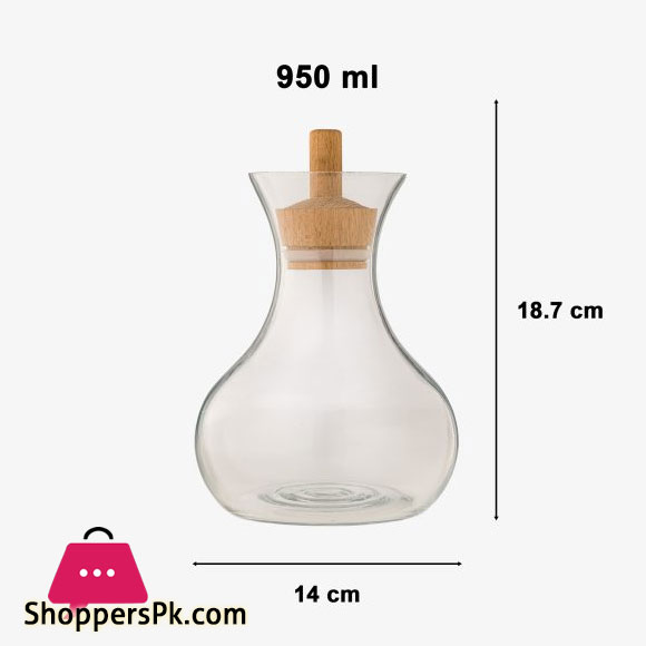 Limon Glass Carafe Bottle Serve Drink With Wooden Stopper 5 Limon Glass Carafe Bottle Serve Drink With Wooden Stopper - Image 3