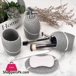 Marble Look Bathroom Accessory Set 4 Pieces