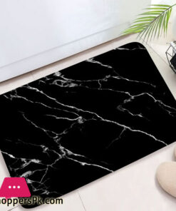 Marble Textured Bath Mat Black White Bathroom Rugs Flannel Anti-Slip Home Decor Bathroom Accessories Sets Floor Doormat Carpet