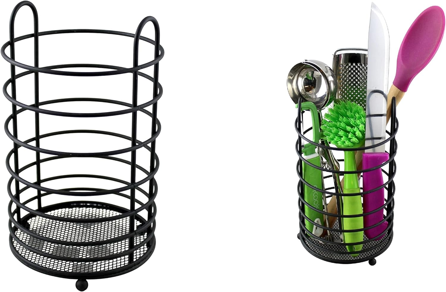 Metal Round Stainless Steel Cutlery Holder Kitchen Utensil Holder Utensil Pot