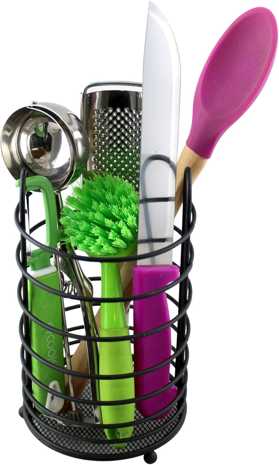 Metal Round Stainless Steel Cutlery Holder Kitchen Utensil Holder Utensil Pot