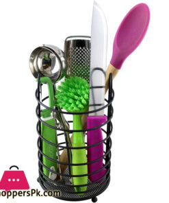 Metal Round Stainless Steel Cutlery Holder Kitchen Utensil Holder Utensil Pot