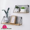 Metal Wire Wood Wall Shelf Kitchen Bathroom Storage Shelf Black