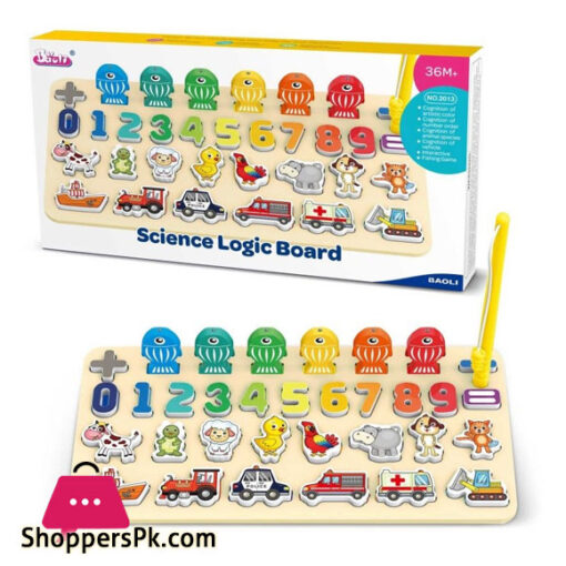Numbers, Animals and Vehicles Interactive Board with Magnetic Fishing – 013