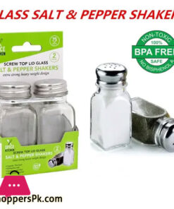 Screw Top Glass Salt and Pepper Shakers Flat Pack of 2