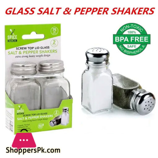 Screw Top Glass Salt and Pepper Shakers Flat Pack of 2