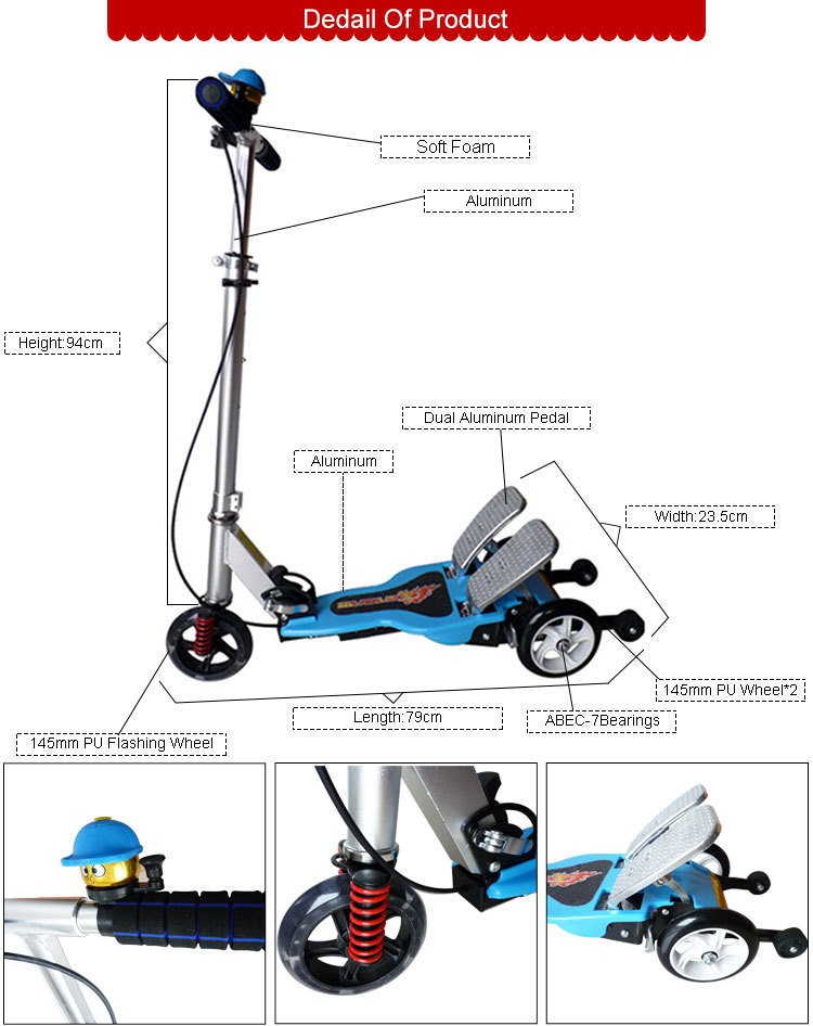 Skid Fusion Pedal Scooter Ar/Lz007 Color Assorted