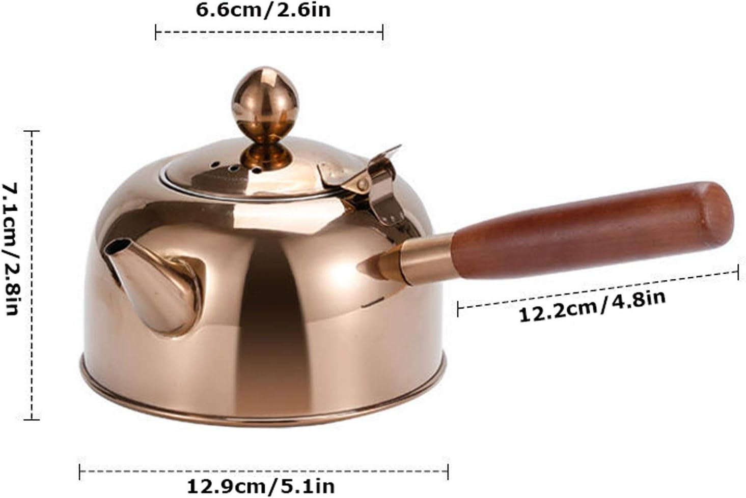 Stainless Steel Tea Kettle Anti-Scalding Handle For Induction Cooker 550Ml Capacity Rose Gold Color