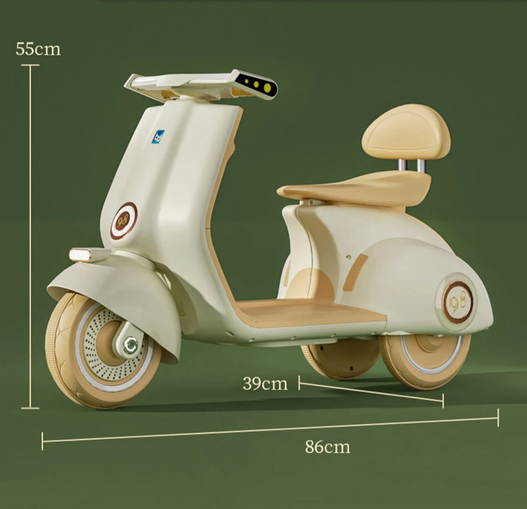 6V Small Vintage Electric Vespa Style Bike For Kids 3 Wheel Motorcycle