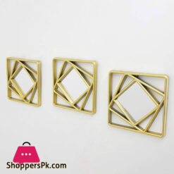 Wall Mirror Set of 3 Pcs Plastic Meterial 10 Inch Square Desgin