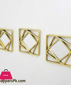 Wall Mirror Set of 3 Pcs Plastic Meterial 10 Inch Square Desgin