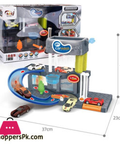 Washing Station Game Set Parking Slot Toy with Lights and Music Battery Powered Color Changing Die Cast Car