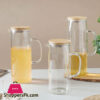 Wooden Lid Glass Long Slim Jug 1400Ml